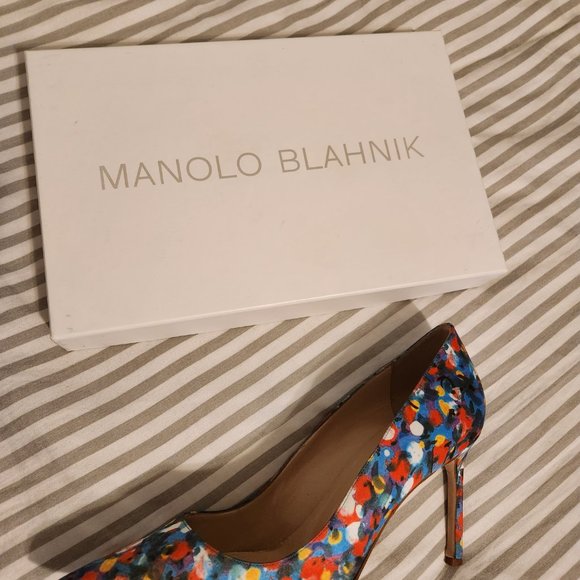 Manolo Blahnik Pumps, size 41 (10 / 10.5) multicolor fabric heels - Picture 4 of 8